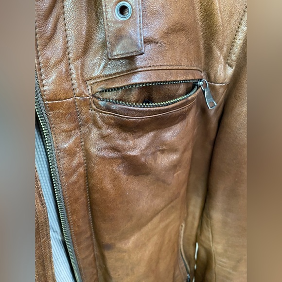 Banana Republic Men’s Brown Leather Racer Jacket - Medium - Picture 8 of 9